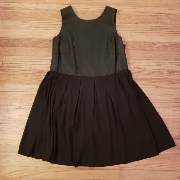 Black Leather Chiffon Dress